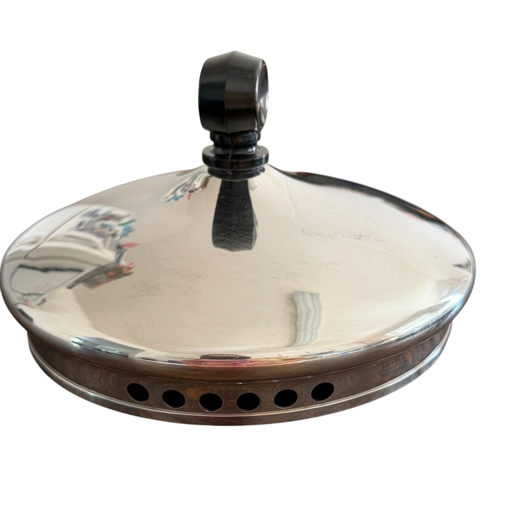 Farberware Vented Strainer Pot Lid 5 3/8 Stainless Steel Bakelite Knob Vintage